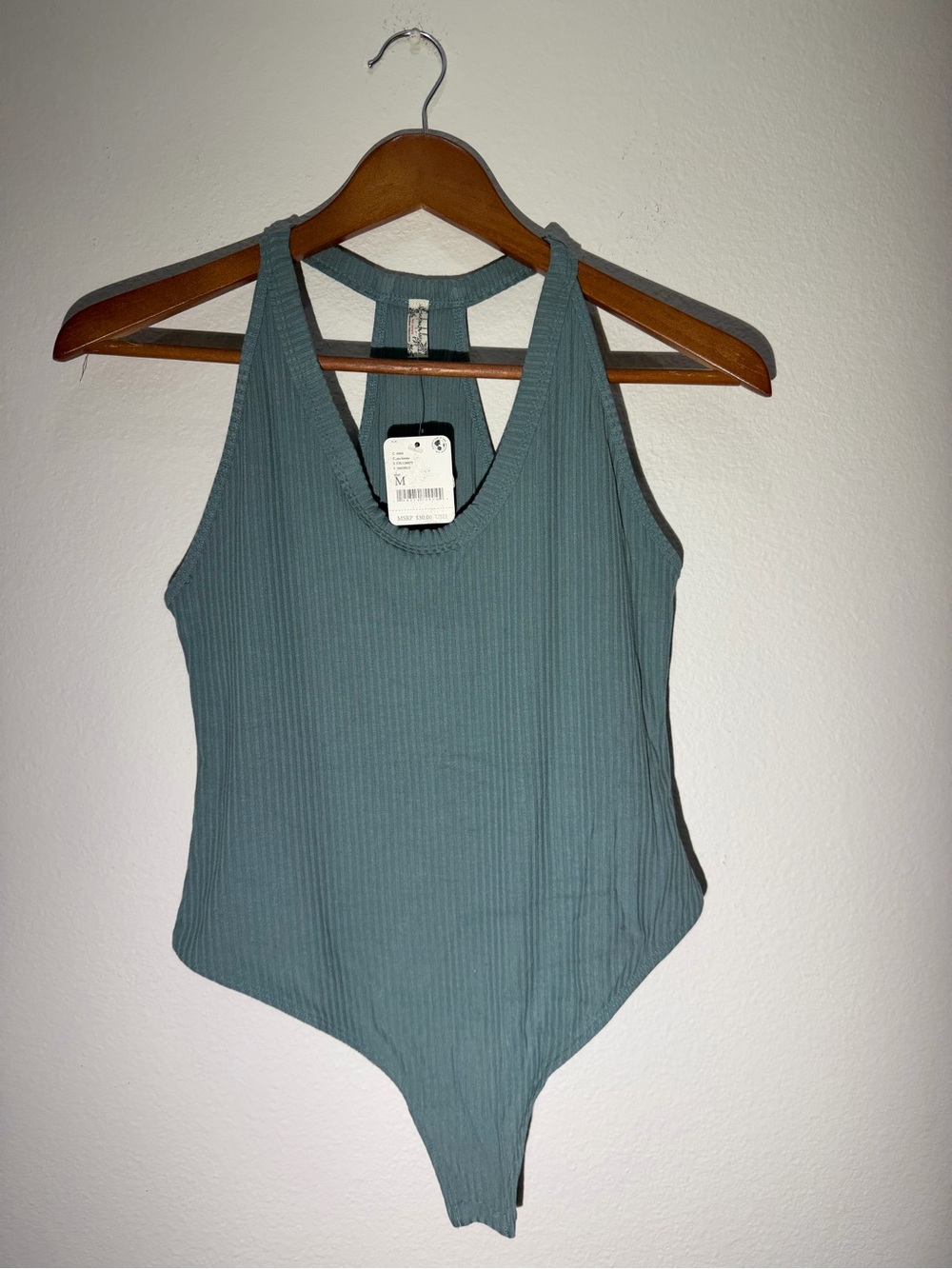 Free People Ribbed Tank One-Piece Bodysuit in Teal
